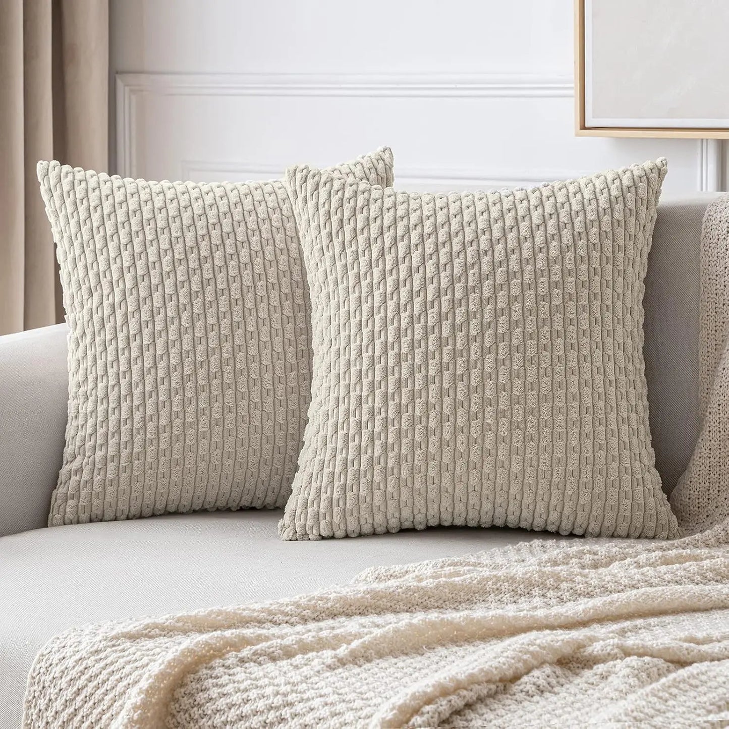 Soft Striped Velvet Decorative Pillow in Modern Rustic Style