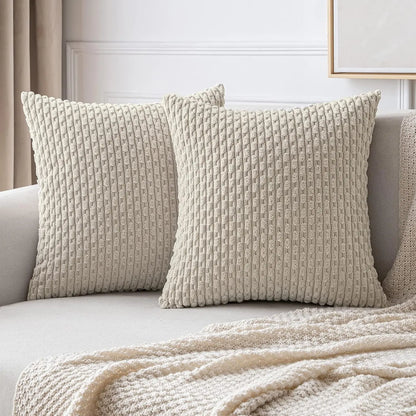 Soft Striped Velvet Decorative Pillow in Modern Rustic Style