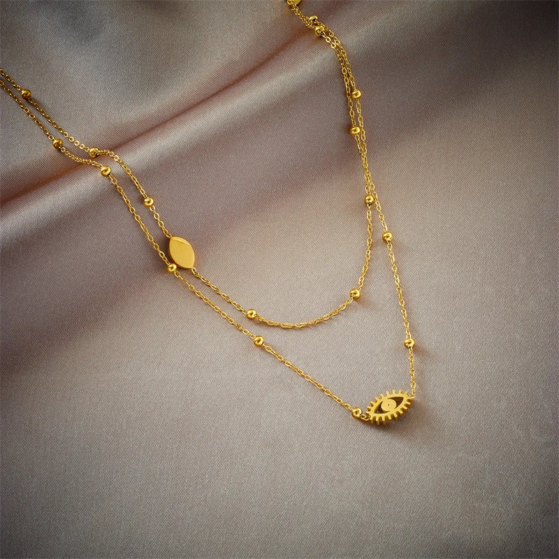 Dainty Protective Eye Layered Chain Necklace