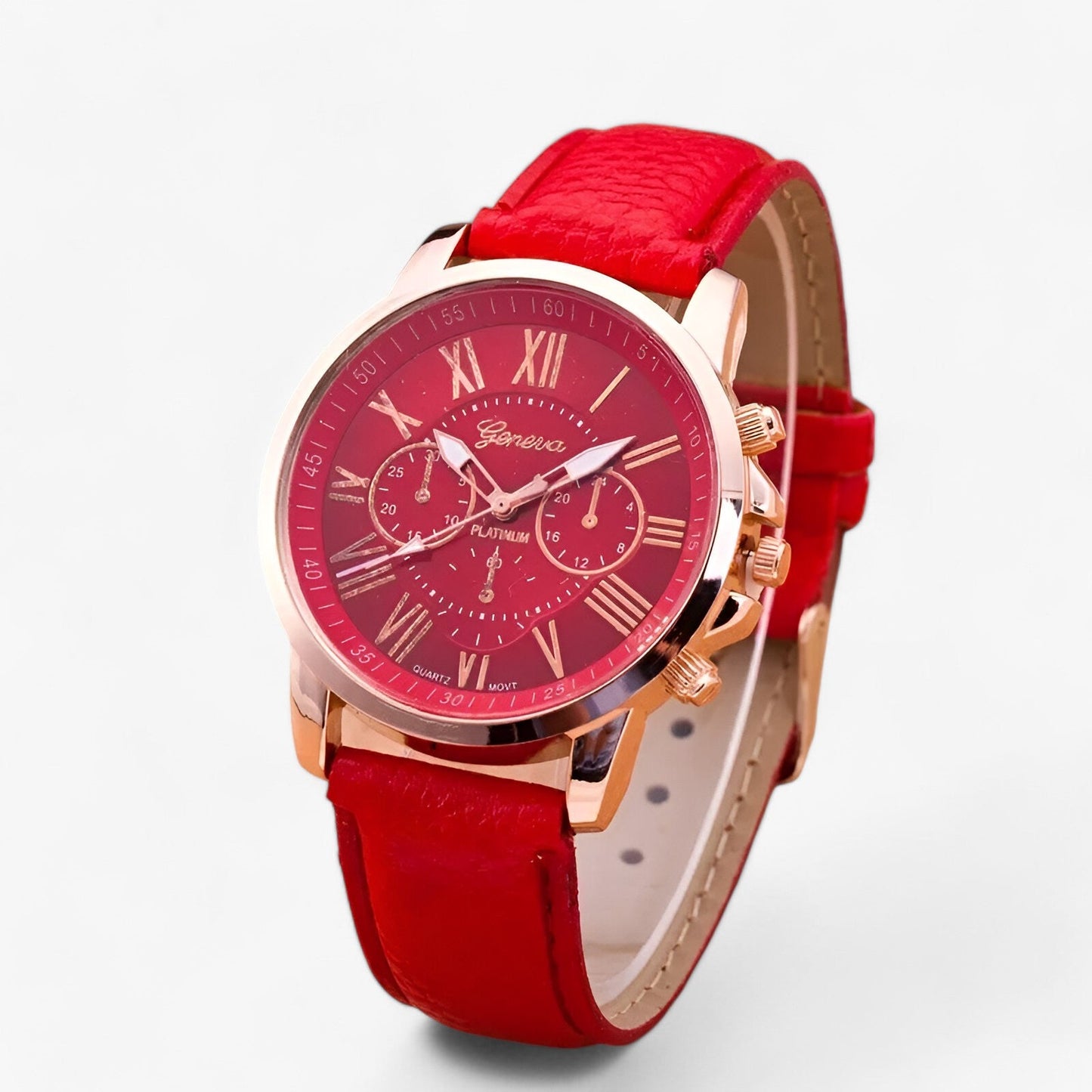 Durable Brown Leather Ladies Watch 42mm