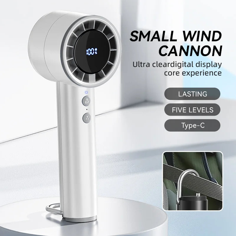 Compact Rechargeable Mini Handheld Fan with LED Display - Luxicro