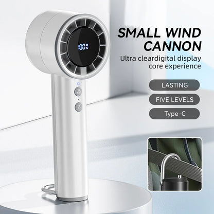 Compact Rechargeable Mini Handheld Fan with LED Display - Luxicro