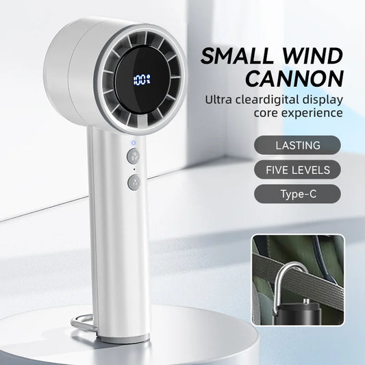Compact Rechargeable Mini Handheld Fan with LED Display - Luxicro