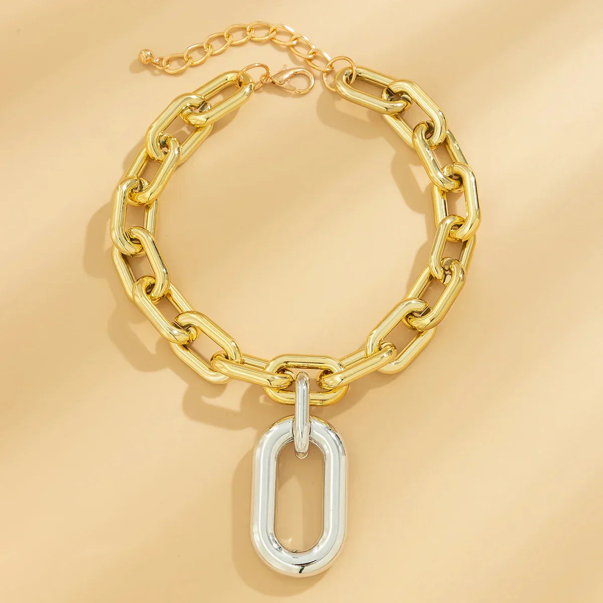 Edgy Two Tone Paperclip Link Necklace
