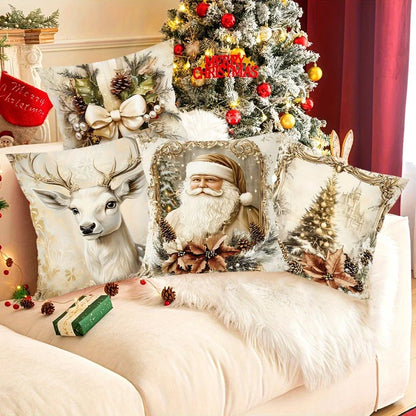 Cosy Christmas Cushion Covers Set of 4 Red Velvet