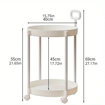 Portable 2-Level Coffee Table with Casters and Grip