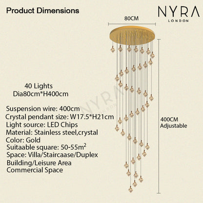 Luxury Crystal Pendant LED Lighting Fixture