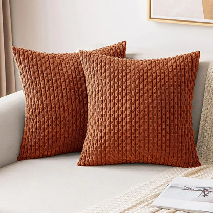 Soft Striped Velvet Decorative Pillow in Modern Rustic Style