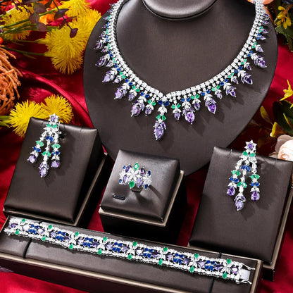 Beautiful Blue Gem Stone Jewelry Storage Box Set