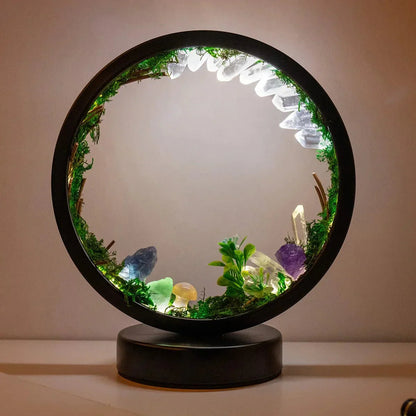 Beautiful Glass Table Lamp with Green Crystals