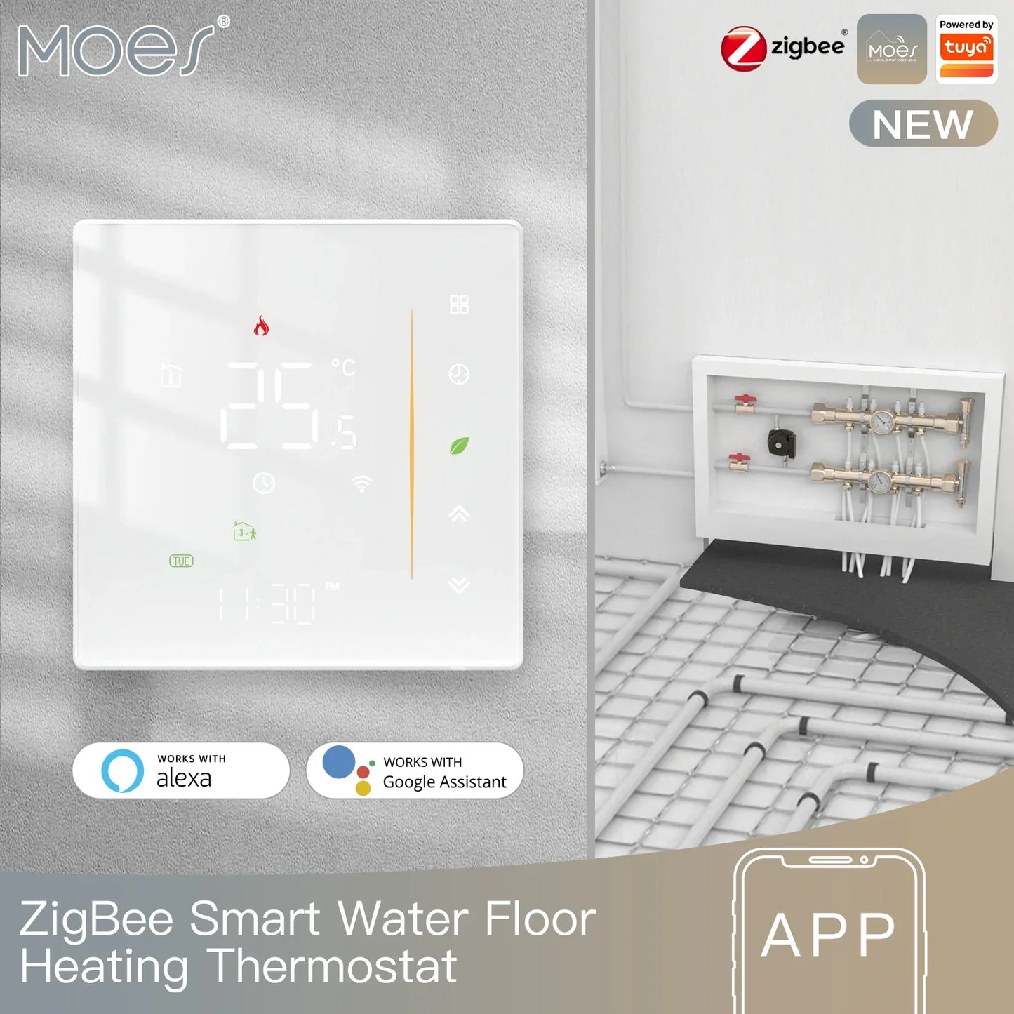 Smart Glass Thermostat Wall Mount Energy Efficient Hub