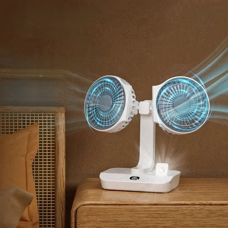 Portable Twin Blade Table Fan with Lamp - Luxicro