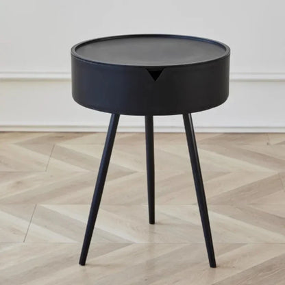 Space Saving Small Round Side Table with Shelf