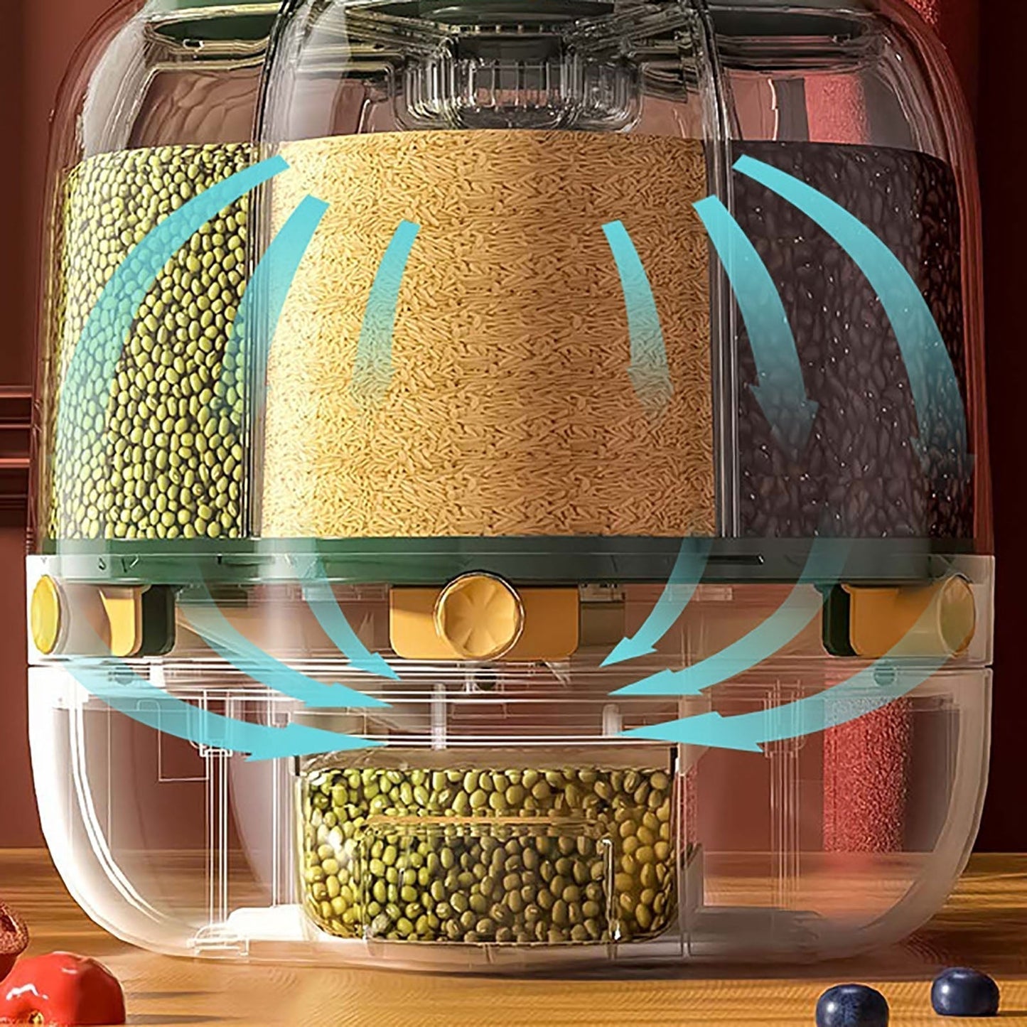 Simple 6-Section Spinning Food Storage Bin