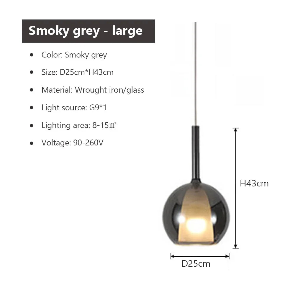 Modern Double Shade Glass Pendant LED Light