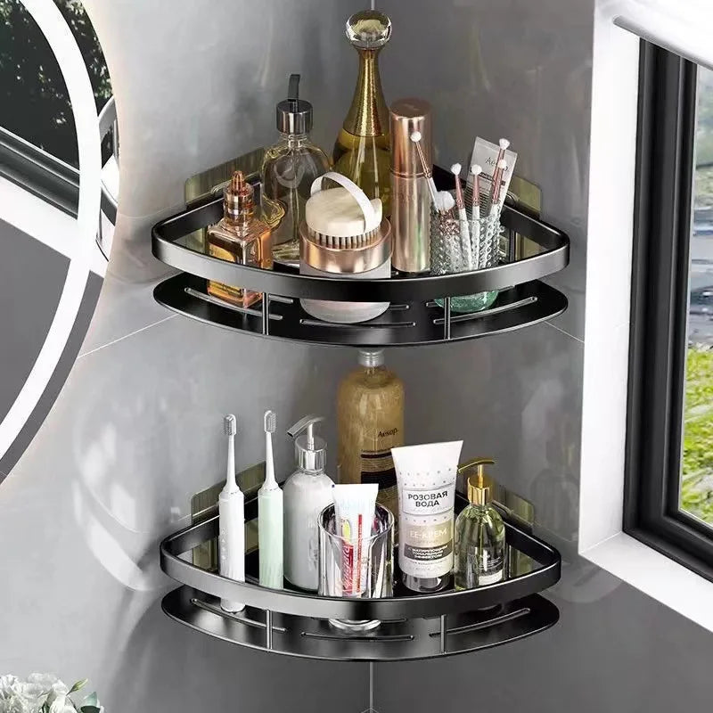 Wall Mounted Bathroom Shelf - Slim Aluminum Corner Storage