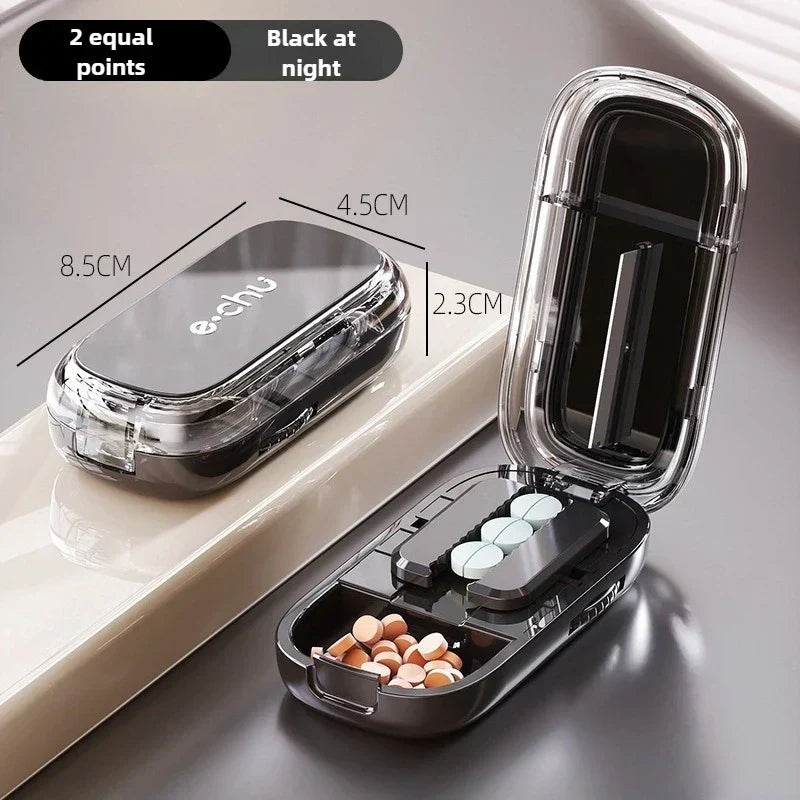 Compact Travel Pill Box Cutter Container
