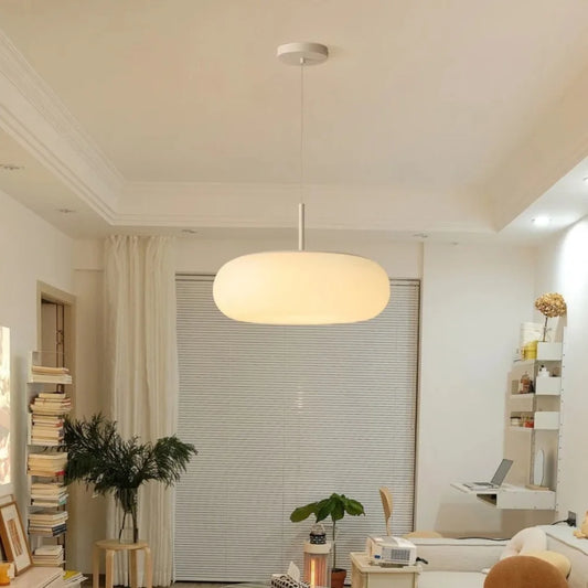 Beautiful White Hanging Lamp with Warm LED Light - Luxicro
