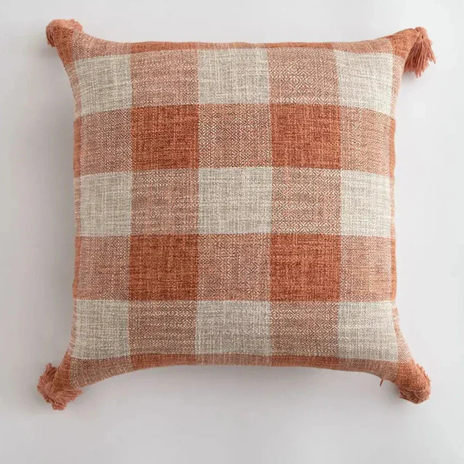 Decorative Throw Pillow Cover with Colorful Tassels