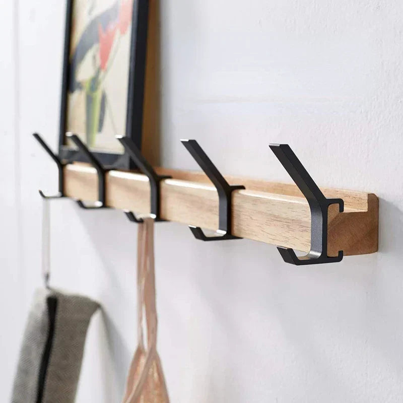 Compact Wall Mount Coat Hook with Adjustable Hooks - Luxicro
