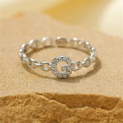 Elegant Initial Diamond Letter Ring