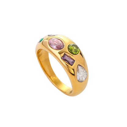 Fashionable Geometric Stone Ring