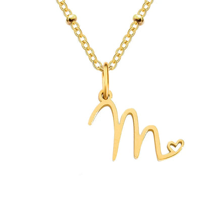 Dainty Astral Chain Letter Heart Pendant