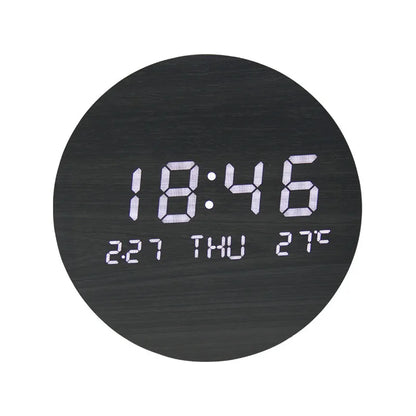 Natural Wood Alarm Clock with LED Screen