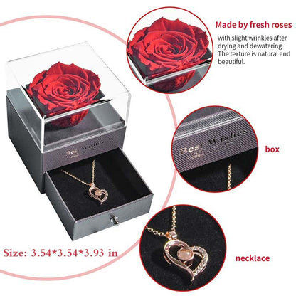 Beautiful Rose Pendant Necklace Gift Box
