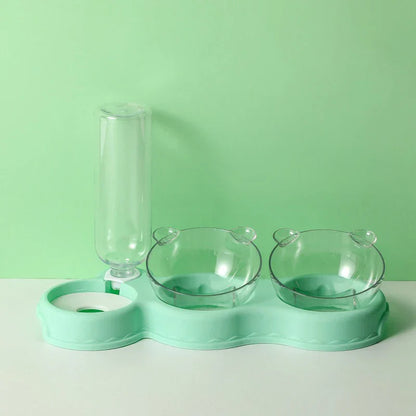 Adjustable Pet Feeder 3 Bowl Stand with Water Bottle