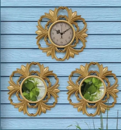 Luxury Clock and Mirror Home Decor Set