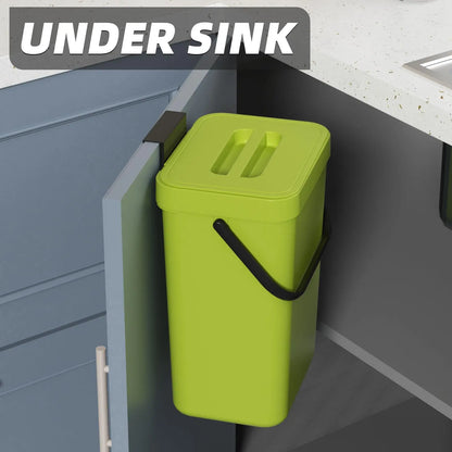 Compact Wall Mounted Mini Garbage Can with Cover - Luxicro