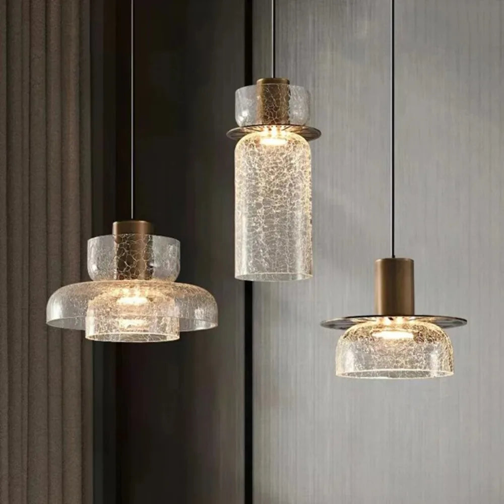 Stylish Shattered Glass Pendant Lighting Fixture