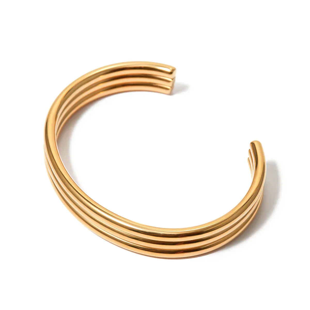 Luxury Triple RowGold Tone Cuff Bangle - Luxicro