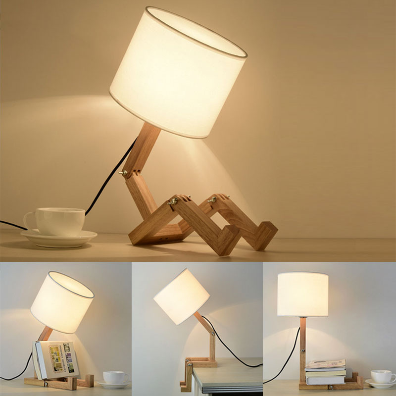 Rustic Wood Bedroom Night Lamp