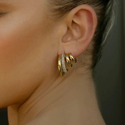 High End 18k Gold Close Fitting Stud Earrings - Luxicro