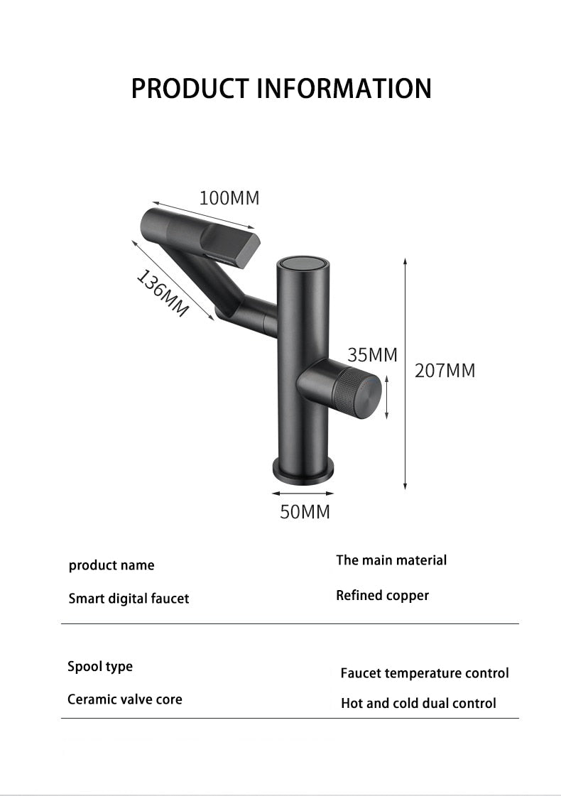 Contemporary Automatic Rotating Waterfall Sink Faucet