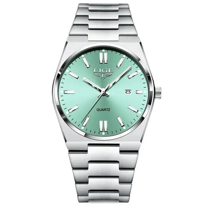 Elegant 40mm Stainless Steel Quartz Date Watch