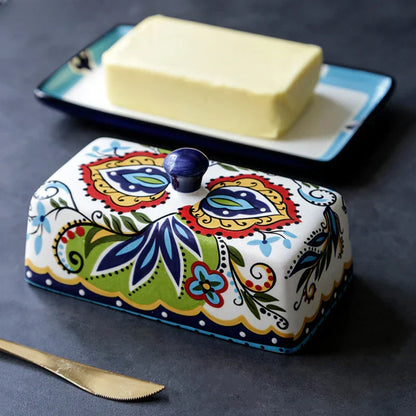 Vibrant Ceramic Butter Dish Italian Style