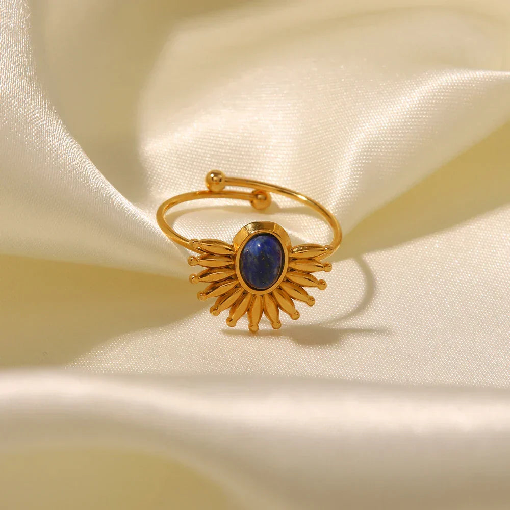 Dainty Sky Blue Gemstone Sun Ring