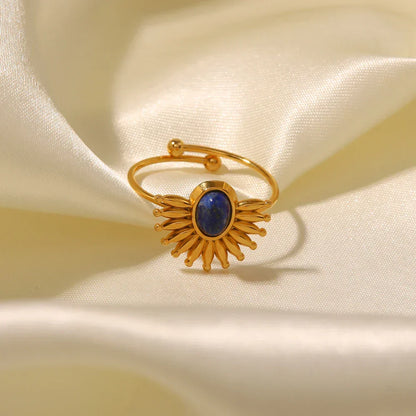 Dainty Sky Blue Gemstone Sun Ring