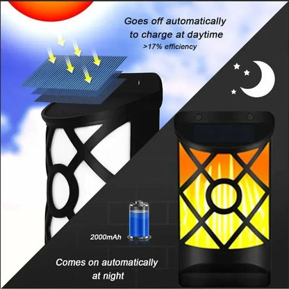 Outdoor Solar Powered Flame Lamp with LED Light
