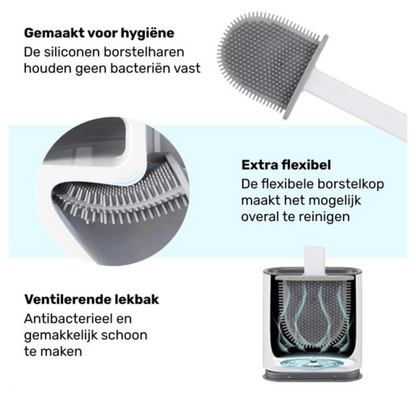 Soft Bristle Toilet Brush - Easy Clean Silicone Handle