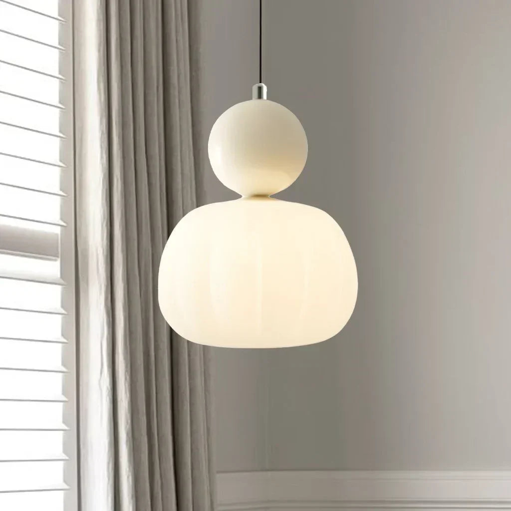 Classic Hanging Lamp with Beige Glass Shade