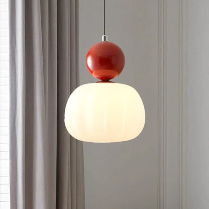 Classic Hanging Lamp with Beige Glass Shade