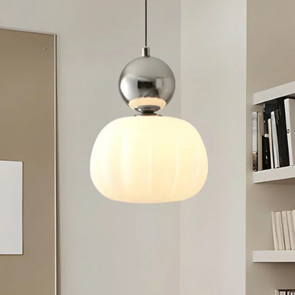 Classic Hanging Lamp with Beige Glass Shade