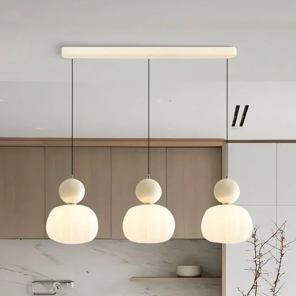 Classic Hanging Lamp with Beige Glass Shade