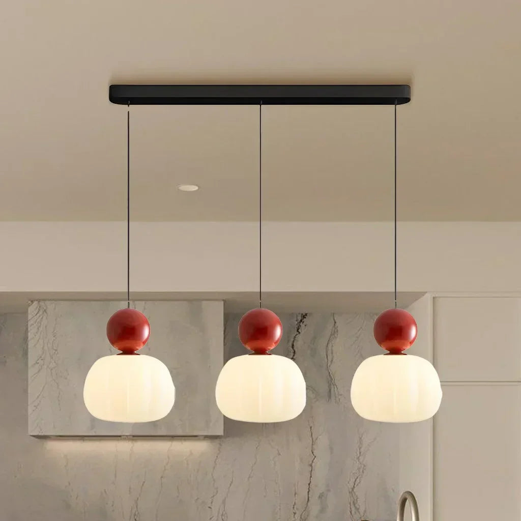 Classic Hanging Lamp with Beige Glass Shade