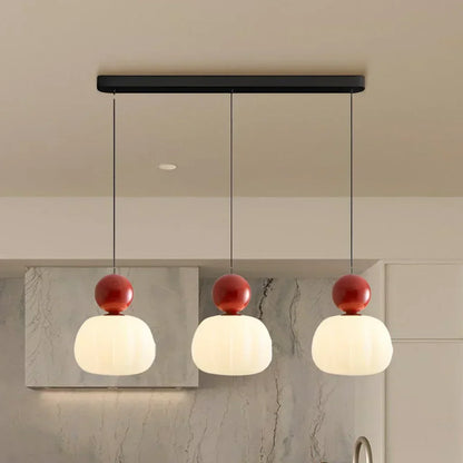 Classic Hanging Lamp with Beige Glass Shade