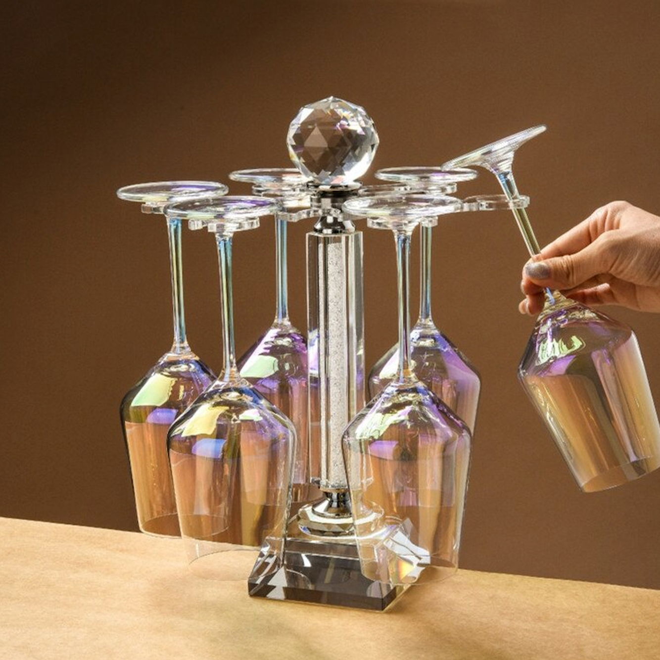 Rotating Glass Wine Bottle Holder - Luxicro